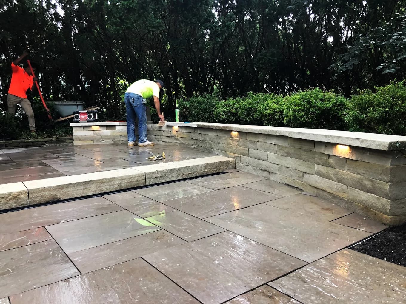 Stone patio installation in Cleveland