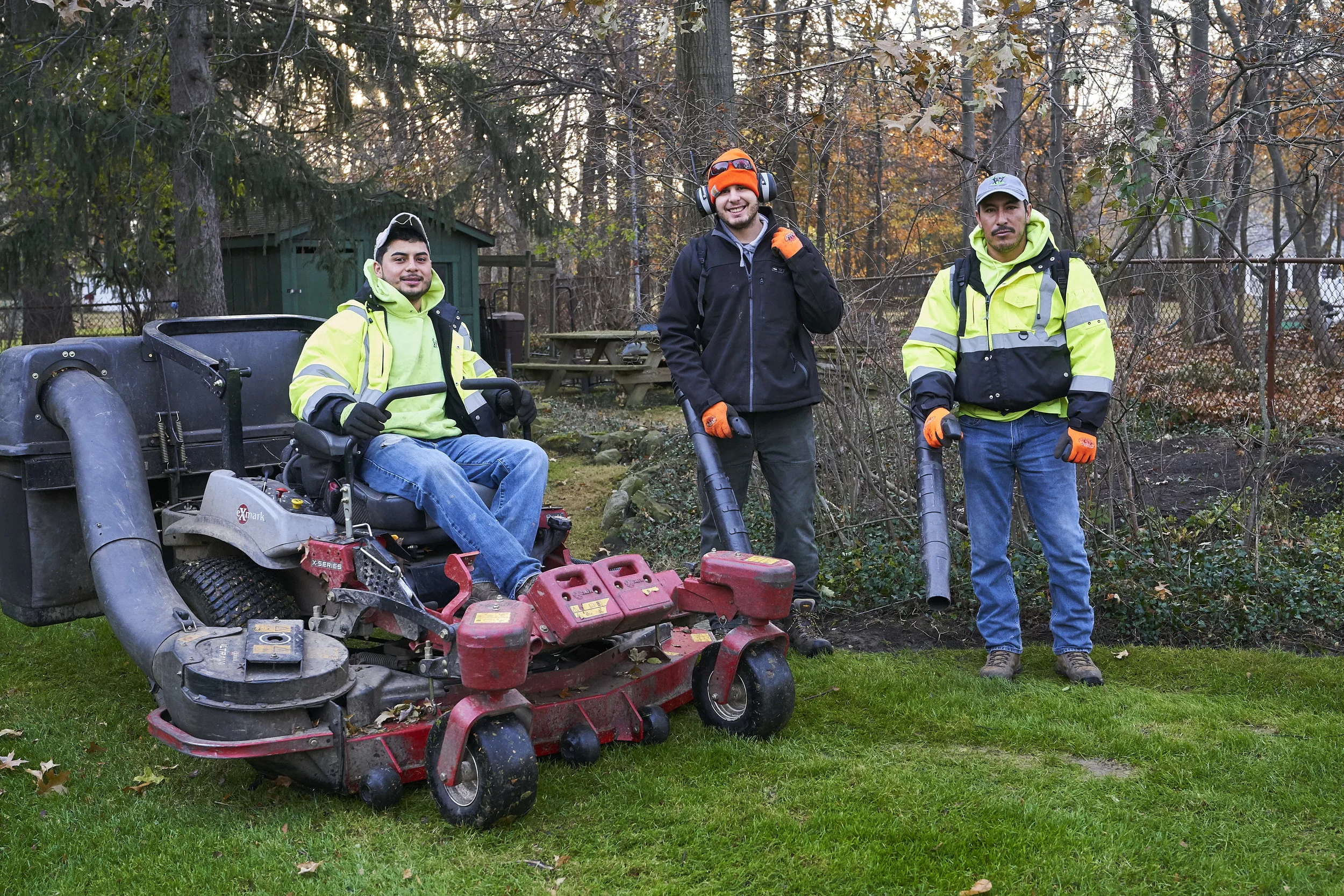 The Samson crew with their equipment at the end of a fall day